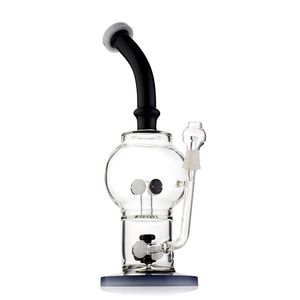 Strakke zwarte percolator glazen waterpijp bong - 13,7 inch elegantie met 14 mm mannelijk gewricht