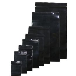 Sacs en plastique auto-scellant des couleurs noires Sacs à fermeture éclair Sac d'emballage de rangement noir 10x15cm 20x30cm235u