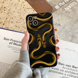 Black Cool Snake Phone Case pour iPhone 14 13 12 11 Pro Xs XR Max 7 8 plus SE 2 3 MINI SOFT SOft Soft Silcone Back Cover Funda