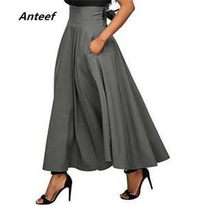 zwart katoen vintage hoge taille plus size zomer saias casual losse maxi lange rok vrouwen rokken vrouwelijke straatkleding kleding 210619