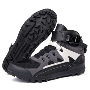 Chaussures de moto en cuir de vache noir, bottes de moto, semelles en caoutchouc, chaussures d'équitation hors route, équipement de moto