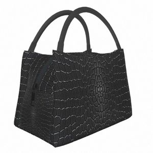 Crocodile Skin en cuir 3D Imprimer isolé pour le déjeuner Sac pour femmes Alligator Texture Thermal Colder Bento Box U8HP # #