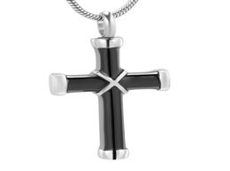 Black Cross Cremation Bijoux pour cendres Collier Crystal Urn KeepSake Jewelry For Men Pet avec 20039039 Chain5741282