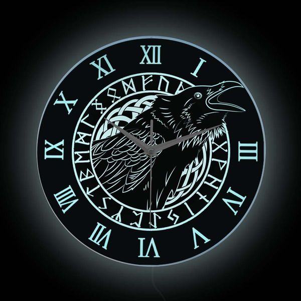 Crow Black Round Wall Clock Home Decor for Living Rown Birds Birds Silent non-Ticking Clock Retro Retro Roman Numberals Wall Watch