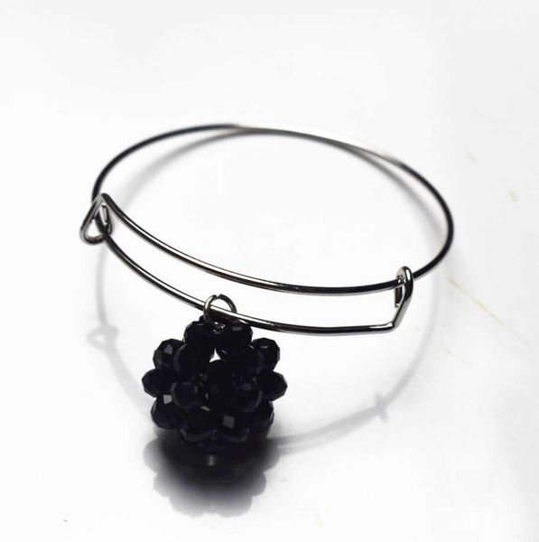 Bracelets en cristal noir Bracelet pendentif boucle Bracelet rond réglable