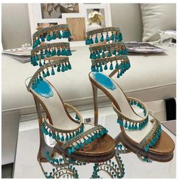 Zwarte kristallen kroonluchter sandalen met hoge hakken dames Fairy-stijl luxe diamanten serpentijn gewikkelde Romeinse hoge hakken 10 cm sexy modeontwerper banketkleding schoenen1