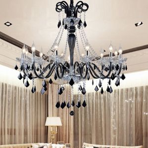 Lustres en cristal noir led cristal transparent lumière lustre noir moderne pendentifs en cristal salle à manger moderne chambre led MYY