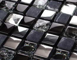 Zwart kristal glas steen mozaïek keuken backsplash tegels sgmt165 zilveren diamant glazen douche wandtegel badkamer4797403