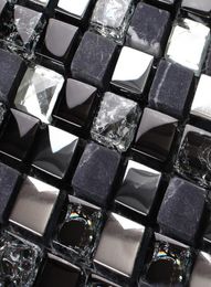 Carreaux de carreaux de backselash de cuisine en mosaïque en verre en verre en cristal noir