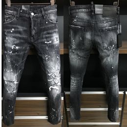 Black Crystal Patch Jeans Man Fade Painted Rip