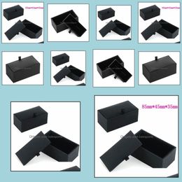 Black CuffLink Box Gift Case Holder Sieraden Verpakkingen Dozen Organisator Drop Delivery 2021 PACKING OFFICE School Business Industrial 6V8L5