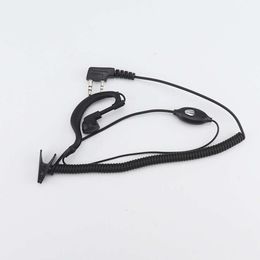 Zwart gebogen hoofdtelefoonkabel Walkie Talkie Universal High-End Ear Hangende trekstal oortelefoon Baofeng 5r