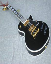 Guitare électrique noire, custom shop 1958, touche en ébène, matériel doré, guitare chinoise chinoise, 7822351
