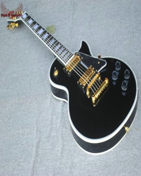 Black Custom Shop 1958 Diapasón de ébano Guitarra eléctrica Hardware dorado Guitarra china China 7822351