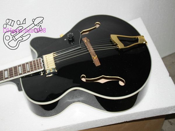 Negro Custom Shop ONE Pickup Hollow Jazz Guitar Gold Hardware venta al por mayor envío gratuito