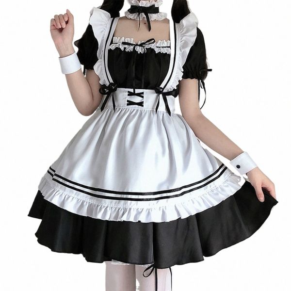 Noir Mignon Lolita Maid Costumes Sexy Belles Filles Femmes Cosplay Costume Français Avril Uniforme Japonais Anime Outfit Dr Vêtements s8On #