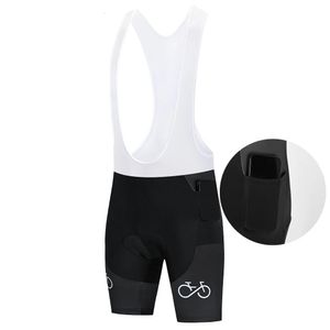 Black Cycling Bib Shorts Breathable Gel Pad Bike Wear Shorts Men Men Outdoor Sports Tablers avec Poches 240515