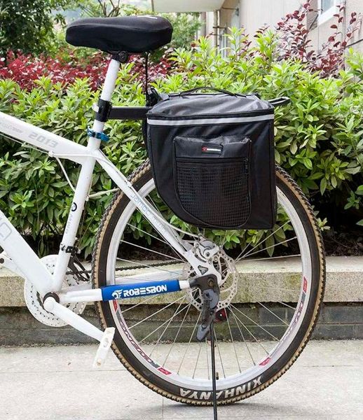 Sac à vélo de vélo de vélo noir sacs de vélos PVC et nylon étanche à double côté arrière rack de queue de queue de queue