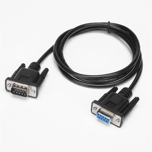 Câble série noir DB9 RS232, câble de connexion de données en cuivre pur mâle à femelle, câble d'extension COM à connexion directe à 9 broches