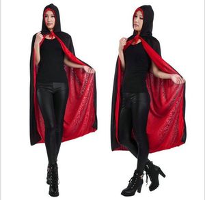 Cape de mort noire, Costumes d'halloween, accessoire de théâtre de Cosplay de noël, Cape de vampire rouge, manteau du diable, Cape à capuche pour adulte