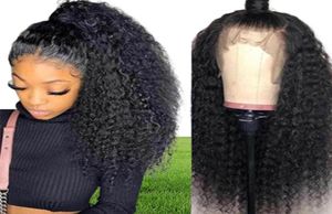 Black Deep Kinky Curly 360 Lace Frontal Wig sintética Babyhair Simulación de fibra resistente al calor Cabello humano para mujeres48013206323851