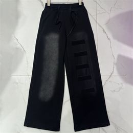 Zwarte spijkerbroek Dames Jeans Letters Luxe designer wijde pijpen Jean-broek Elastische taille Trekkoord Ontwerp Casual dagelijkse damesjeansbroek