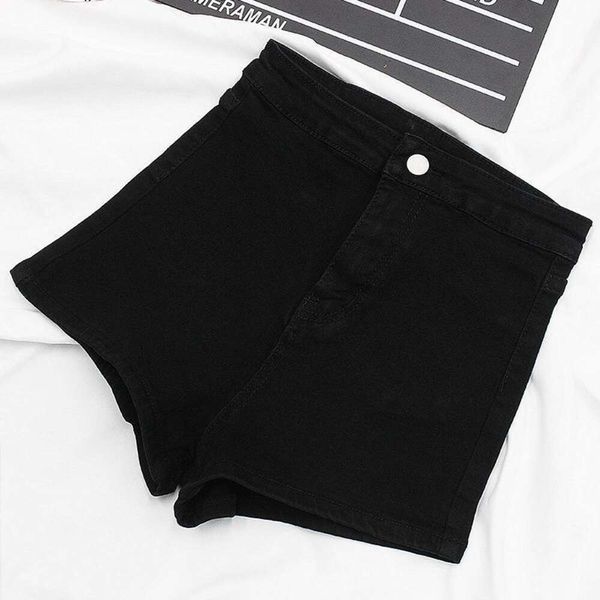 Pantalones cortos de mezclilla negros para mujer, ajustados y de cintura alta, novedad de verano 2023, versión coreana, versátiles, corte en A, elásticos, ajustados, pantalones calientes de marca