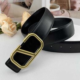 Zwarte desiner Golden V Echt lederen Paris Cinturones Para Hombre Fashion Buckle Belt Letter Patroon 10A