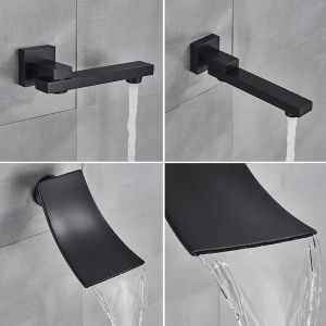 Écran d'affichage numérique noir robinet de douche de salle de bain en laiton Précipitant la tête de douche cache cache douche tourne / cascade Spout 2/3 Way