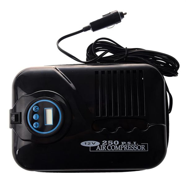 Negro Digital portátil electrónico neumático compresor de aire 12V Inflador de neumáticos de coche bomba de inflado de neumáticos Digital 250PSI260O