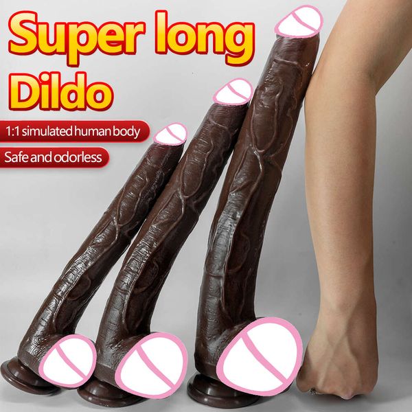 Dildo Black Anal Giant Penis Toys sexy pour les femmes et les hommes 16,5 pouces d'épaisseur Énormes godes à taches