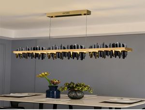 Lustre de salle à manger noir rectangle led décoration de la maison luminaire design moderne cuivre îlot de cuisine suspendu lamp8505022