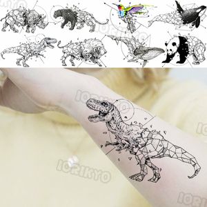 Zwarte Dinosaurus Tijdelijke Tatoeages Voor Vrouwen Meisjes Realistische Panda Walvis Nep Tattoo Sticker Waterdichte Arm Tatoos T-Rex