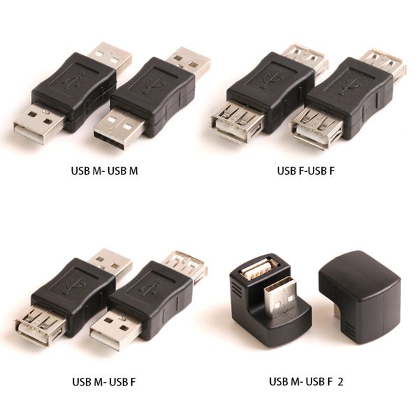 Negro doble cabeza USB 2.0 tipo A hembra a hembra acoplador adaptador conector F/F convertidor