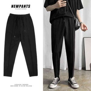 Noir cordon pantalons décontractés hommes mode affaires tenue décontractée pantalon hommes Streetwear sauvage lâche Joggers pantalon MXL J220629