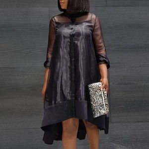 Robe noire Plus Taille Voir à travers des tenues de soirée de soirée décontractée Femmes d'été Mode occasion Robe africaine Robe africaine 210527