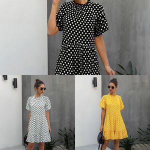 Robe noire Polka-point Femmes Summer Sundresses Casual Blanc Casual Blanc Fit Vêtements Gratuit Personnes 2020 Jaune Femmes Vêtements Tous les jours X0521