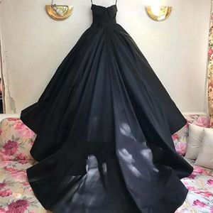 Robes noires avec bretelles en satin balayage train 2021 concepteur sur mesure grande taille robe De mariée De mariage robe De Novia 401 401
