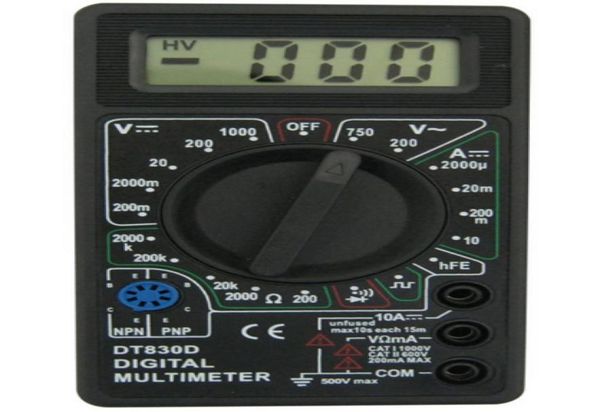 Multímetro digital DT830D negro con tensión de voltaje de timbre sondeo de prueba de medidor DC CA CA LCD Multitester multitestromario5631740