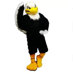 Aigle noir Costume de mascotte de cheveux longs de haute qualité Personnage de dessin animé Taille adulte Longteng