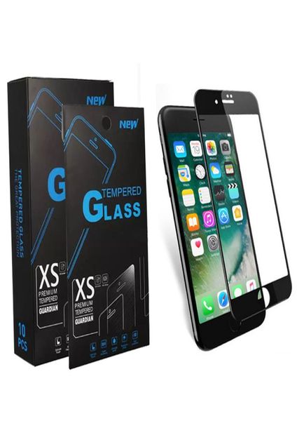 Protecteur d'écran en verre trempé de couverture complète du bord noir pour iPhone 14 13 12 11 Pro Max Samsung A03S A13 A32 A53 S21 Fe Moto G 5G 2021094453