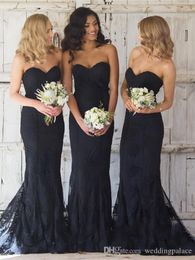 Zwarte elegante lieverd lange bruidsmeisje zeemeermin kant bruidsmeisje vestido avondjurken galajurk voor bruiloft