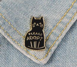 Pins de botón de broches de gato de esmalte negro para la bolsa de ropa, adopte la insignia del regalo de joyería de animales de dibujos animados para amigos C34963794