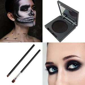 Zwarte oogschaduw Matte Single Smoky Ghost Clown Halloween Stage Cosmetica Waterdichte make-up Wenkbrauwpoeder voor vrouwen Geef borstel 240124