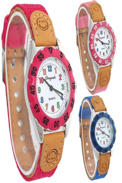 Bracelet en tissu noir enfants enfants cadeau garçon fille étudiant apprendre le temps tuteur montre-bracelet à quartz U32H enfants montres temps enseignement cadeaux9261661