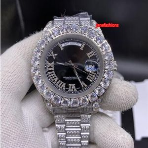 Zwart gezicht Hip-Hop Rap Diamond Watch Top Boutique Heren Hot Trend Horloge Zilver Diamant Roestvrij staal automatisch horloge