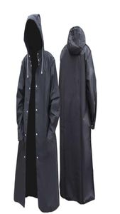 Mode noir adulte imperméable long imperméable femmes hommes coulage de pluie à capuche pour randonnée extérieure de la pêche voyage à la pêche épaissie 210923922582