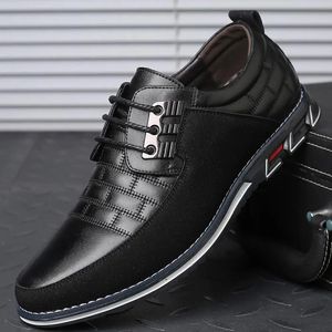 Zwart mode casual pu merk ademende lederen klassieke zakelijke veter mannen schoenen big size 231221 926