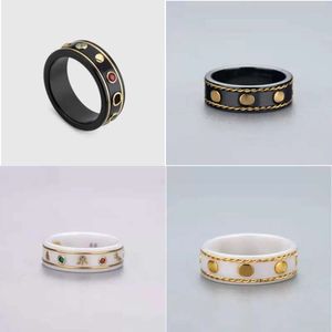 Zwarte mode witte keramische cluster ringen Bague Anillos voor heren en vrouwen verloving bruiloftspaar sieradenliefhebber cadeau