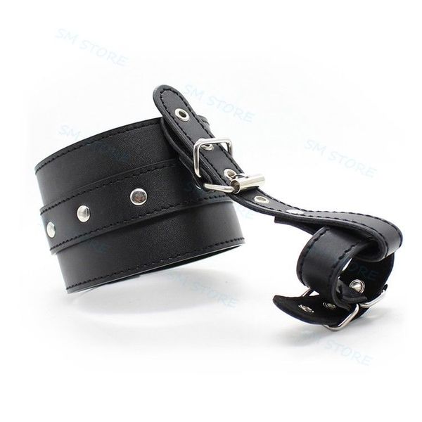 Bondage Black Faux Leather Fetish Restricción ajustable Punk Tobillo a puntera Puños # G94